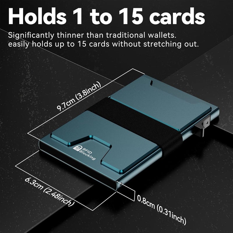 furid Smart Card Wallet for Men Slim: Minimalist Wallet For Men - RFID Blocking Pop Up Front Pocket Wallet, Metal Wallet 11 Card Holder - Image 2